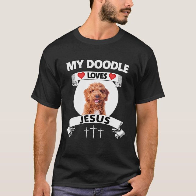Min Golden Doodle Kärlek Jesus Christian Family Hu T Shirt (Framsida)