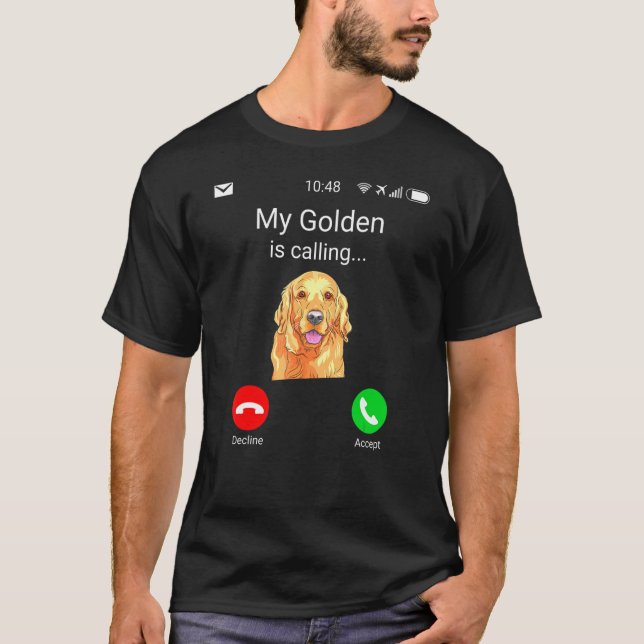 Min Golden kallar Roligt Golden Retriever Hund T Shirt (Framsida)