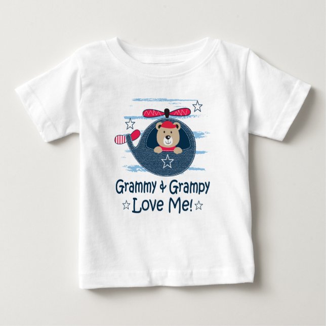 Min Grammy och Grampy Kärlek Me Grandson T Shirt (Framsida)