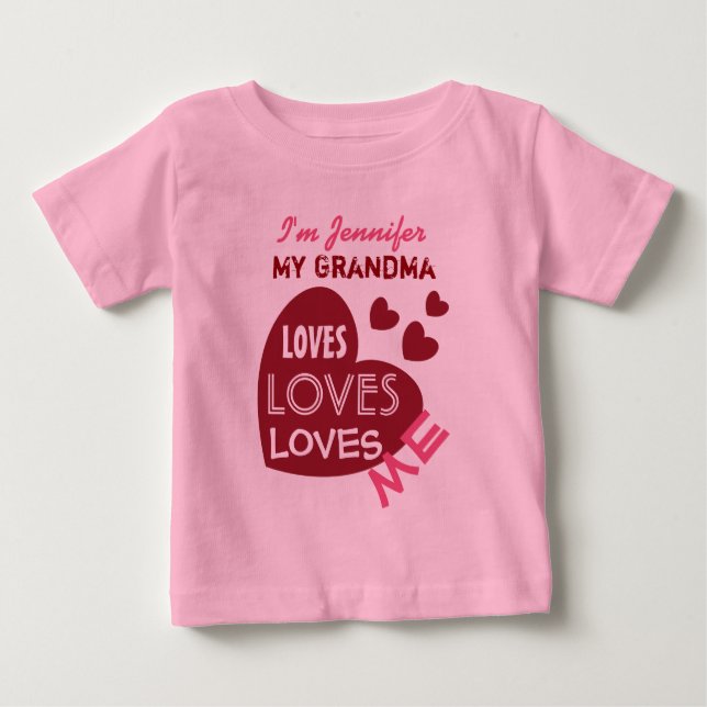 Min GRANDMA Kärlek Me Red Hearts Anpassningsbar Te T-shirt (Framsida)