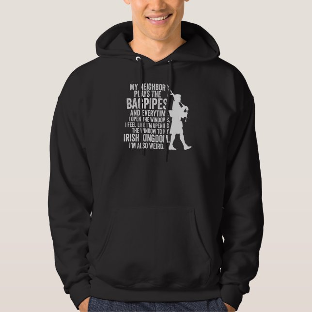 Min granne spelar Bagpipes Bagpipe Hoodie (Framsida)