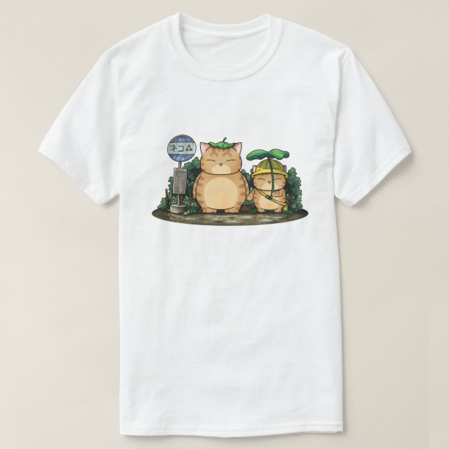 Min granne Tjock Cat Forest Buss Station T Shirt (Design framsida)