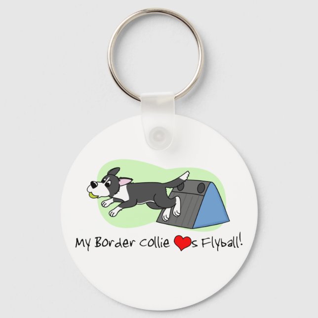 Min Gräns Collie Kärlek Flyball Keychain Nyckelring (Framsida)