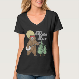 Min gräs är Blue Banjo Bear Hippie Grizzly2 T Shirt