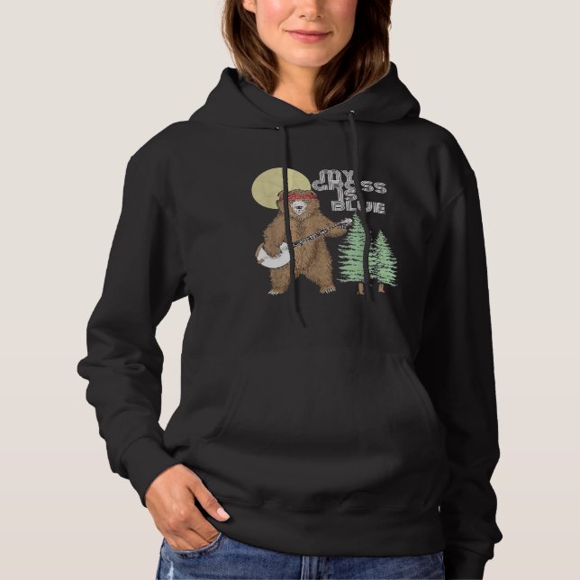 Min gräs är Blue Banjo Bear Hippie Grizzly2 T Shirt (Framsida)
