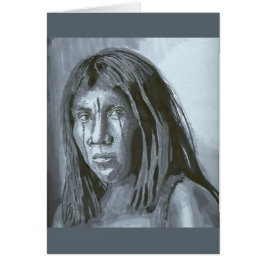 Min grått tonar markörporträttteckningen hälsningskort