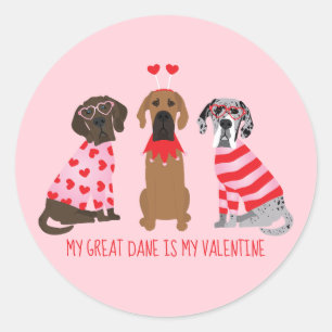Min Great dane är min Valentine Runt Klistermärke