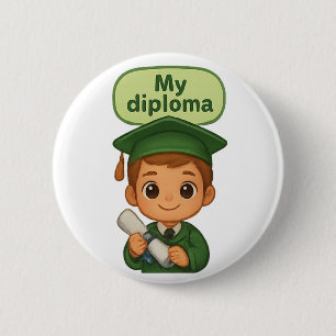 Min Grönt Cap & Gown Knapp