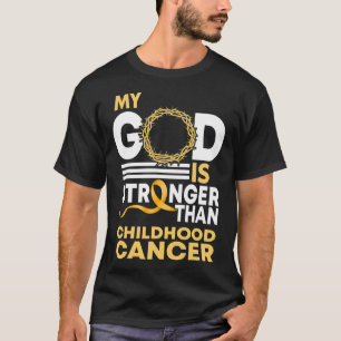 Min Gud är starkare än barncancern Guld Ribb T Shirt