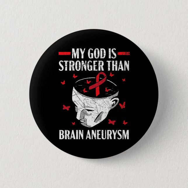 Min Gud är starkare än Brain Aneurysm Aneurysm Aw Knapp (Framsida)