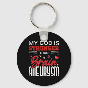 Min Gud är starkare än Brain Aneurysm Awareness G Nyckelring