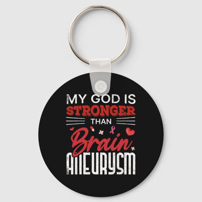 Min Gud är starkare än Brain Aneurysm Awareness G Nyckelring (Framsida)