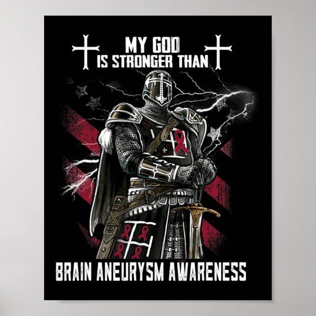 Min Gud är starkare än Brain Aneurysm-medvetandet Poster (Framsidan)