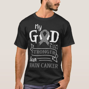 Min Gud är starkare än Brain Cancer Grått Ribbo T Shirt