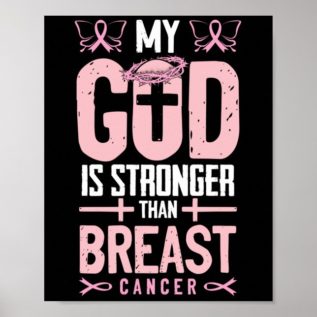 Min Gud är starkare än bröstcancer, rosa band Poster (Framsidan)