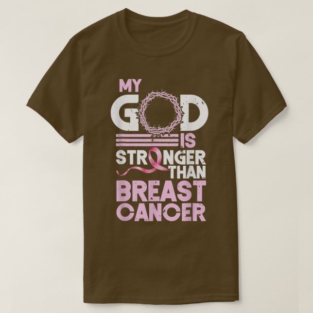 Min Gud är starkare än bröstcancermedvetandet Fa T Shirt (Design framsida)