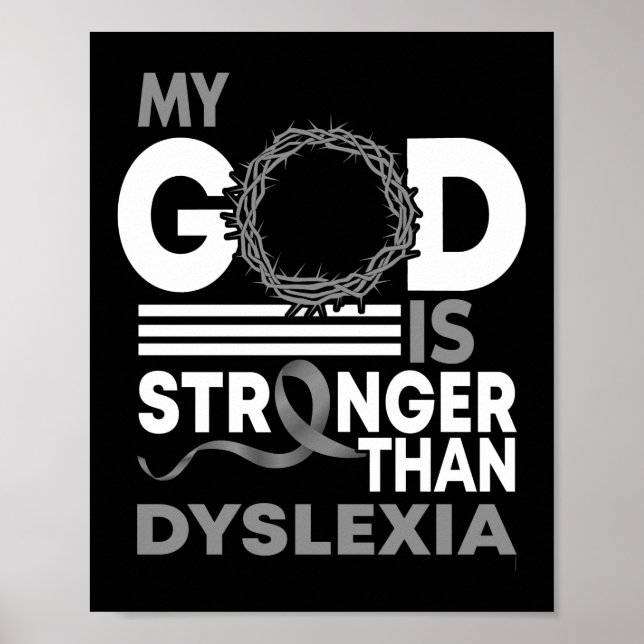 Min Gud är starkare än Dyslexia Awareness Ribbon Poster (Framsidan)