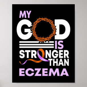 Min Gud är starkare än Eczema Awareness Ribbon Poster
