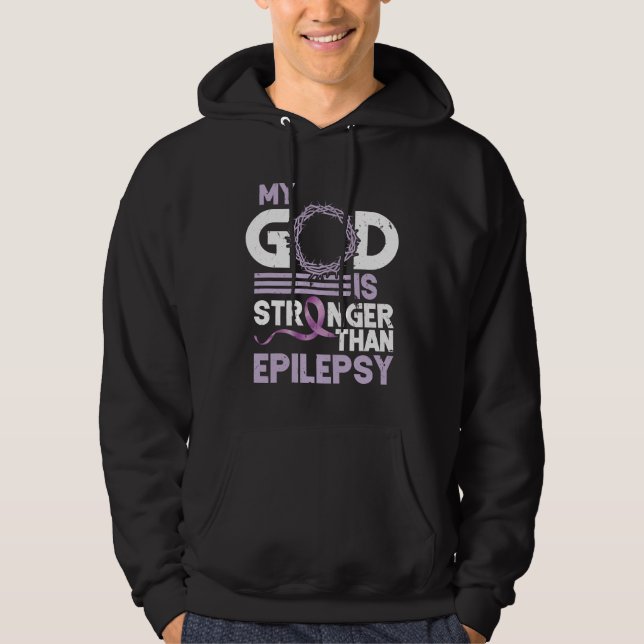 Min Gud är starkare än epilepsimedvetandegraden Ri Hoodie (Framsida)