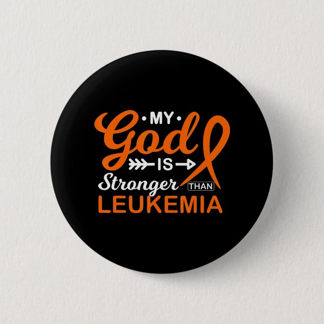 Min Gud är starkare än Leukemia Awareness Warrior Knapp (Framsida)
