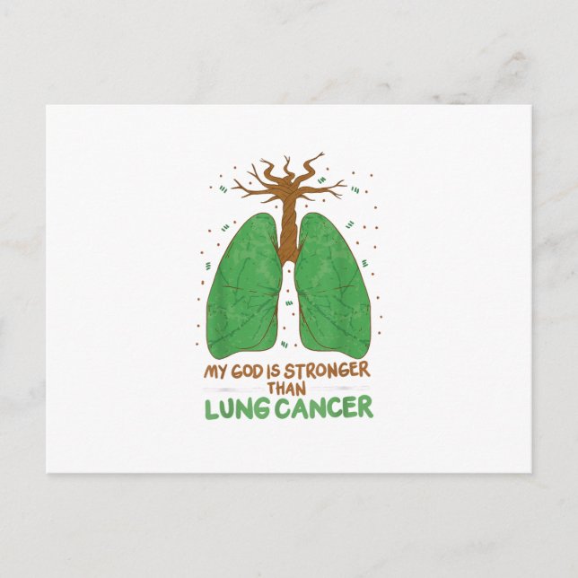 Min Gud är starkare än Lung Cancer Vykort (Framsida)