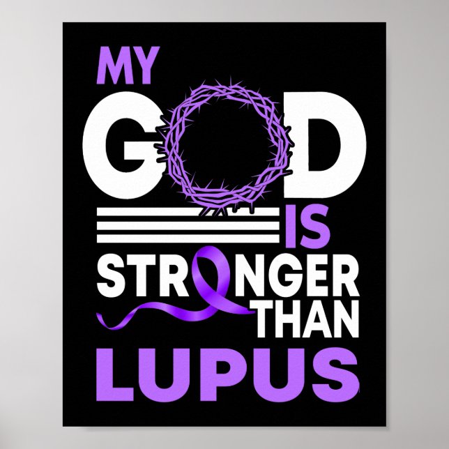 Min Gud är starkare än Lupus Awareness Ribbon Poster (Framsidan)