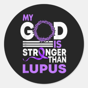 Min Gud är starkare än Lupus Awareness Ribbon Runt Klistermärke