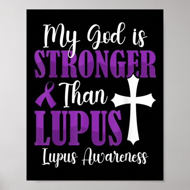 Min Gud är starkare än Lupus Lila Ribbon Lupus Poster (Framsidan)