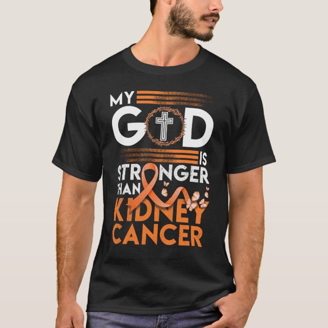 Min Gud är starkare än medvetenheten om njurcancer T Shirt (Framsida)