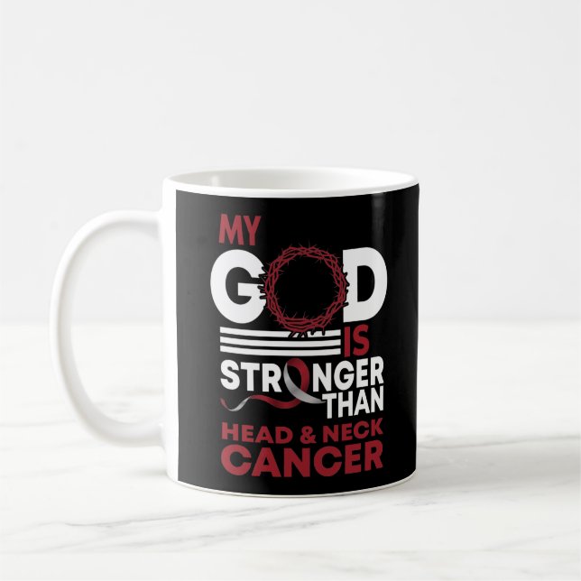 Min Gud är starkare än Nacke Cancer-medvetandet ho Kaffemugg (Vänster)