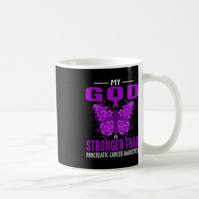 Min Gud är starkare än pankreascancer Awarenes Kaffemugg (Höger)