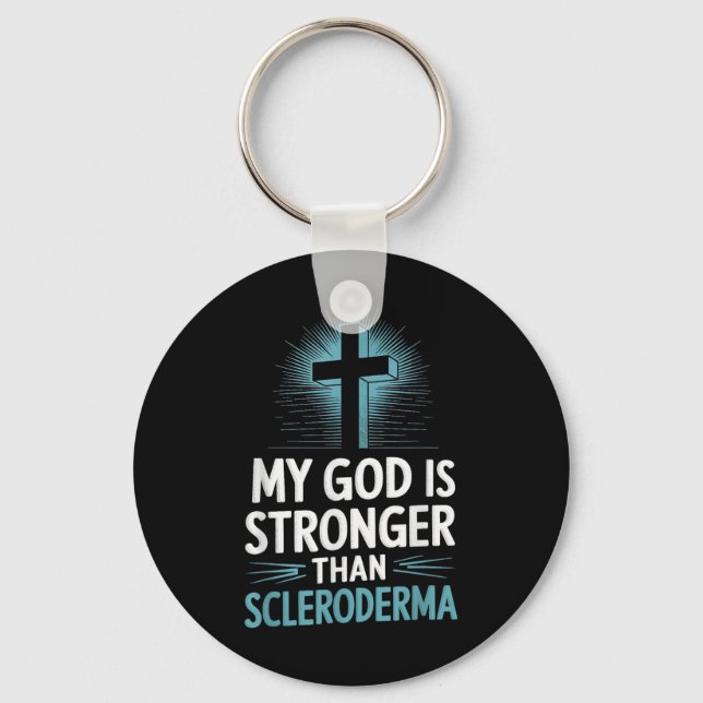 Min Gud är starkare än Scleroderma Nyckelring (Framsida)