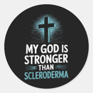 Min Gud är starkare än Scleroderma Runt Klistermärke
