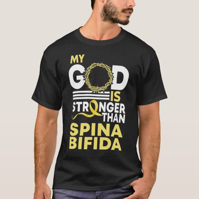 Min Gud är starkare än Spina Bifida-medvetandet T Shirt (Framsida)