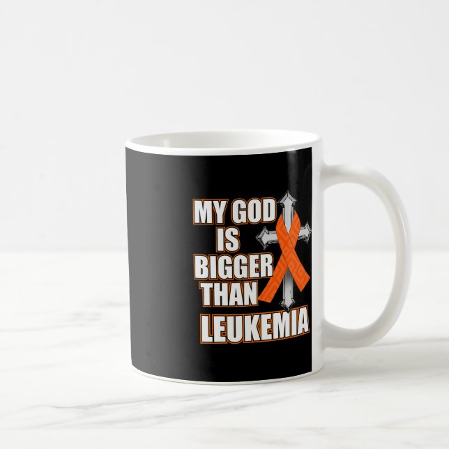 Min Gud är större än Leukemi Orange Ribbon Gift Kaffemugg (Höger)