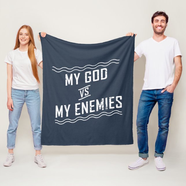 Min Gud mot mina fiender Christian Quote Fleecefilt (På plats)