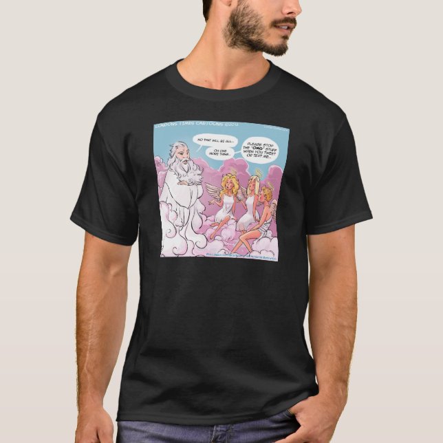 Min Gud (OMG) Änglar Text Roligt T Shirt (Framsida)