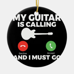 Min Guitar ringer och jag måste gå och roa Guitar Julgransprydnad Keramik