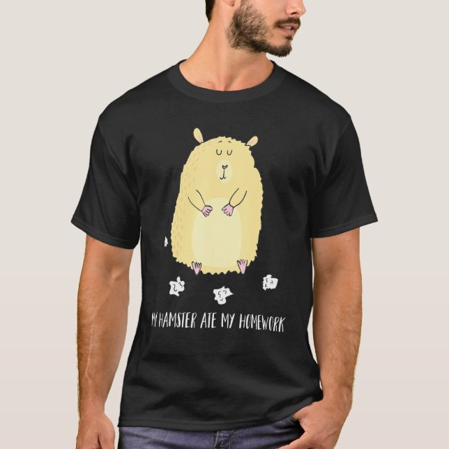 Min Hamster Ate My Homwork - Hamster T Shirt (Framsida)