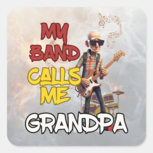 Min hand kallar mig Grandpa - Fars dag Design Fyrkantigt Klistermärke