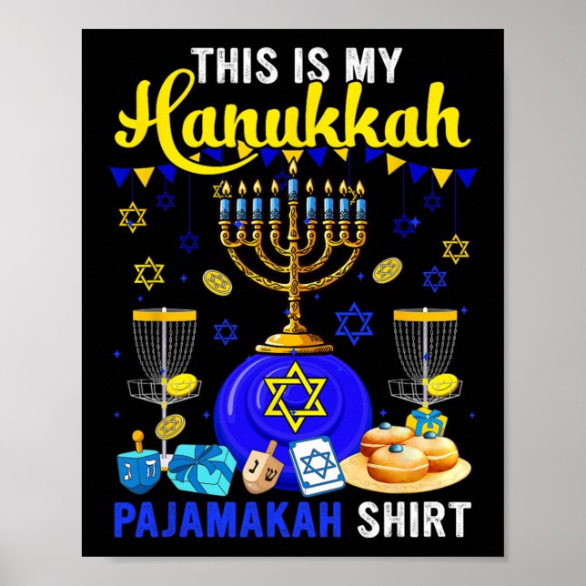 Min Hanukkah Pyjamaschakt Diskgolfspelare Judisk M Poster (Framsidan)