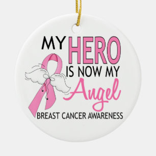 Min här är nu min ängel Bröstcancer Ornament