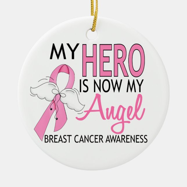 Min här är nu min ängel Bröstcancer Ornament (Framsidan)