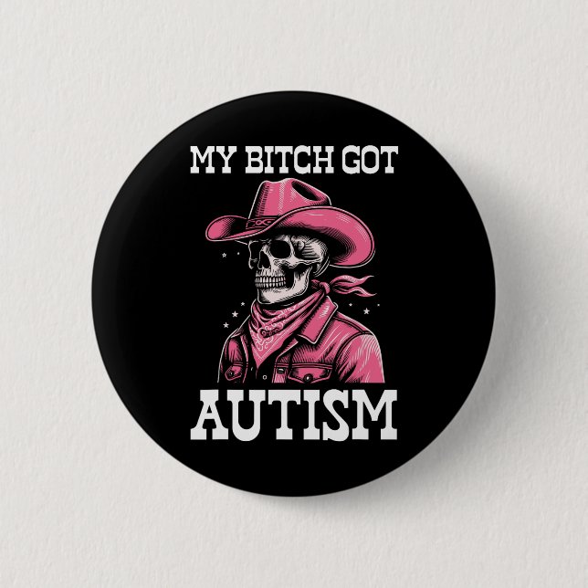 Min Har Autism Funny Skeleton Meme Autistic Knapp (Framsida)