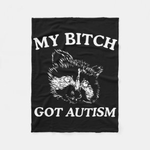 Min Har Autism Racoon Meme Sopor Panda Womens Mana Fleecefilt