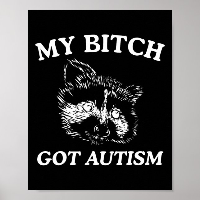 Min Har Autism Racoon Meme Sopor Panda Womens Mana Poster (Framsidan)