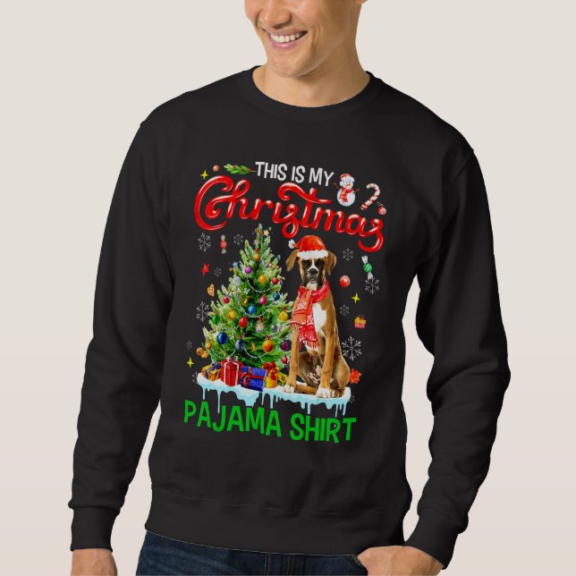Min här julpyjamas boxarskarf Santa Xmas Lång Ärmad Tröja (Framsida)