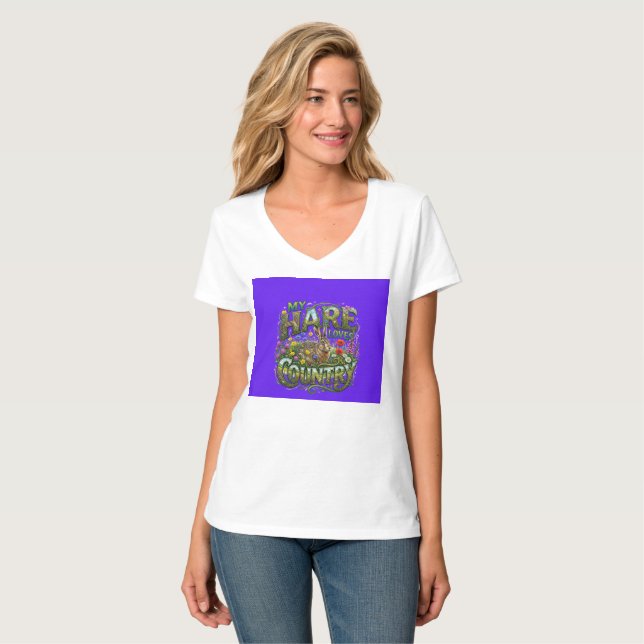 Min hare älskar landsbygd t-shirt (Hel framsida)