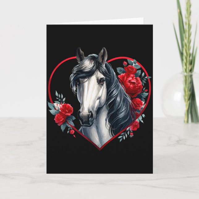 Min häst är min valentin _ Grå hästrosor &  Kort (Framsida)