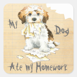 Min Havanese Ate Min hemläxa Fyrkantigt Klistermärke